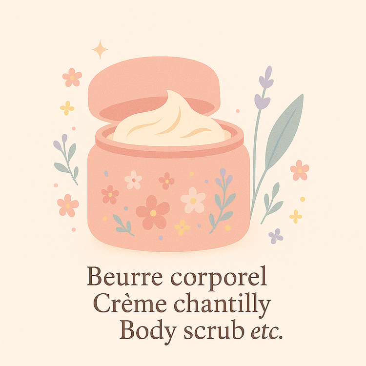 Beurre corporel, crème corporel, chantilly, body scrub ect…