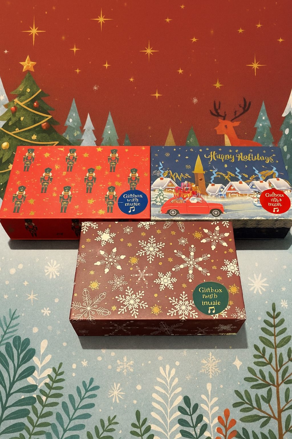 Boite musical Noël avec 8 fondant parfumé à l’intérieur senteur Noël